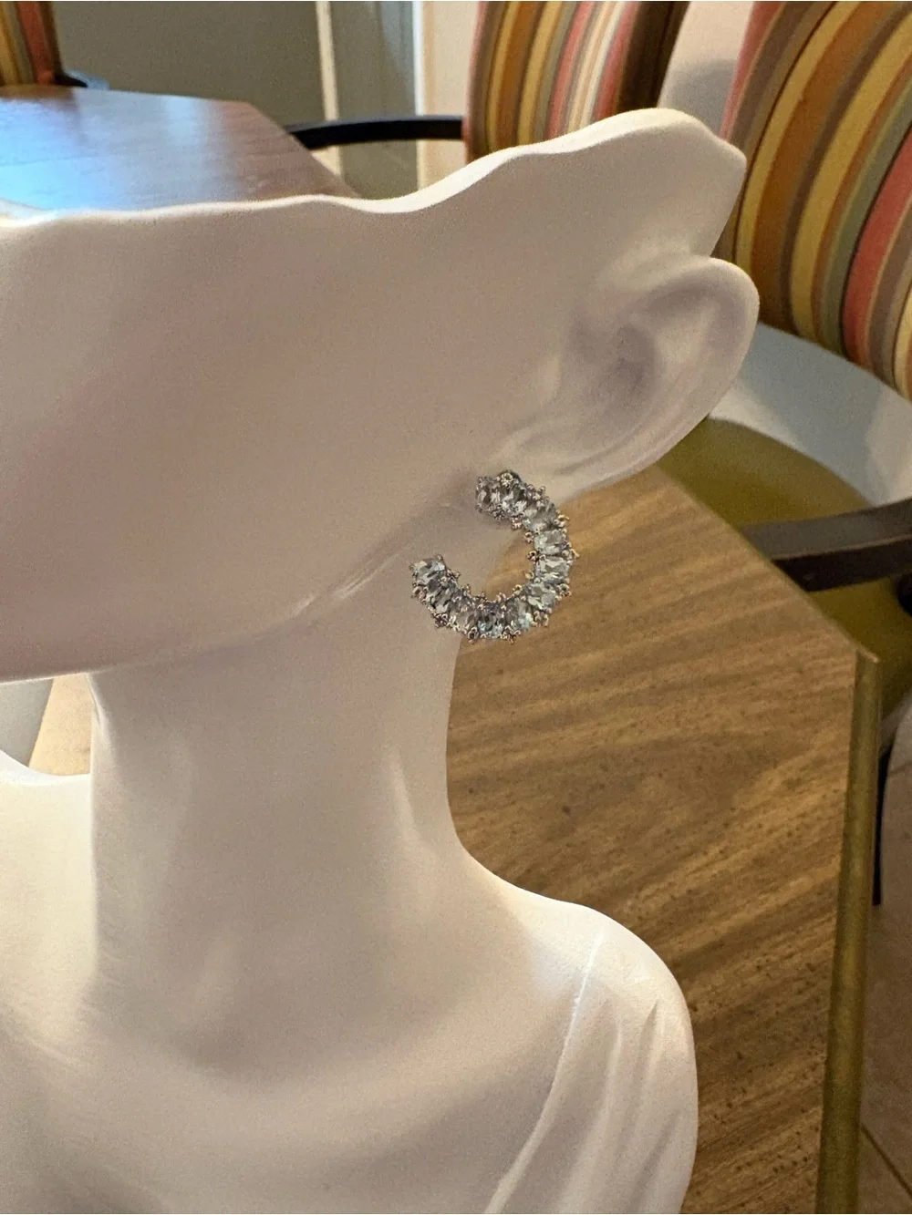NEW 925 Sterling Silver 5.26 CT Blue & White Topaz Open Hoop Earrings